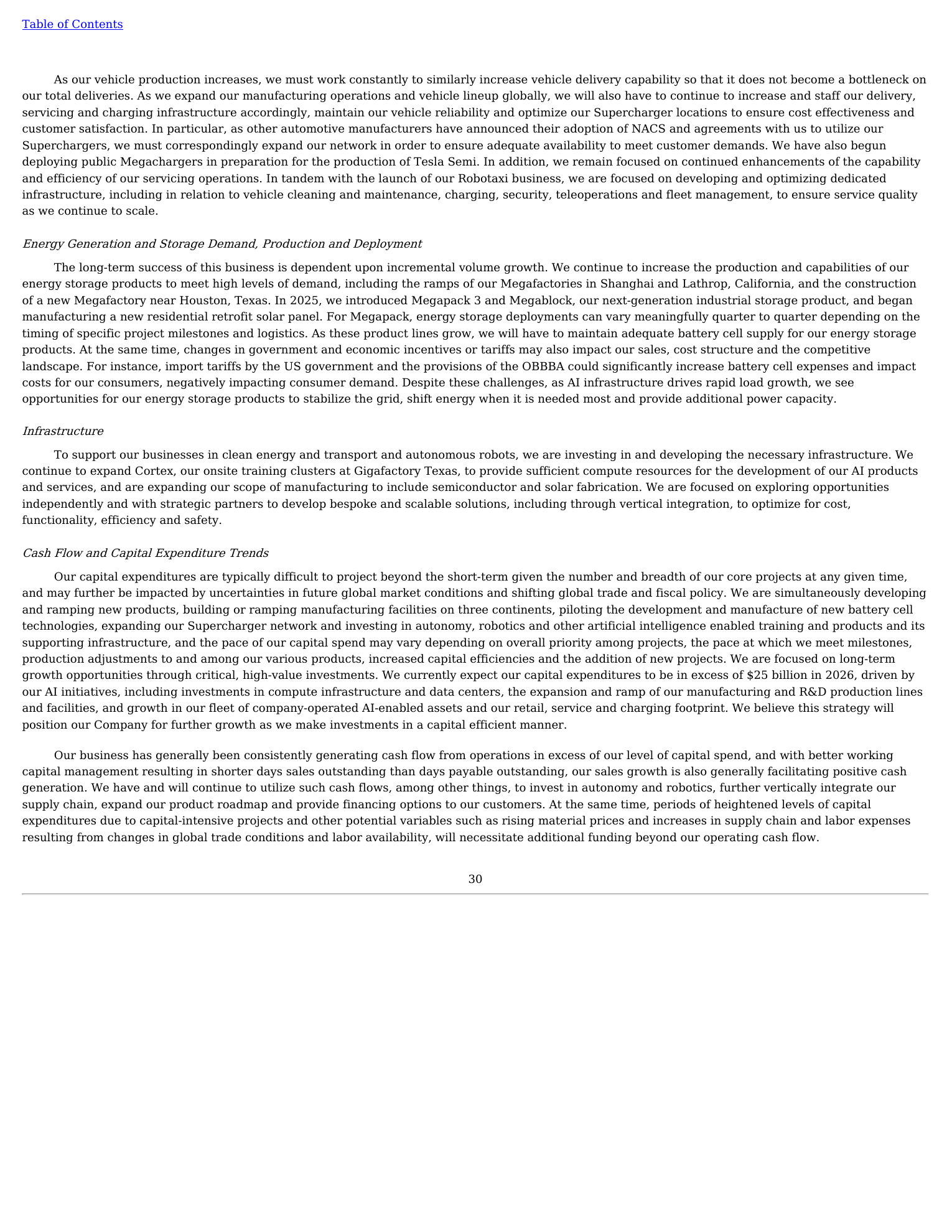 Official Tesla Q2 2026 Form 10-Q capital-expenditure outlook